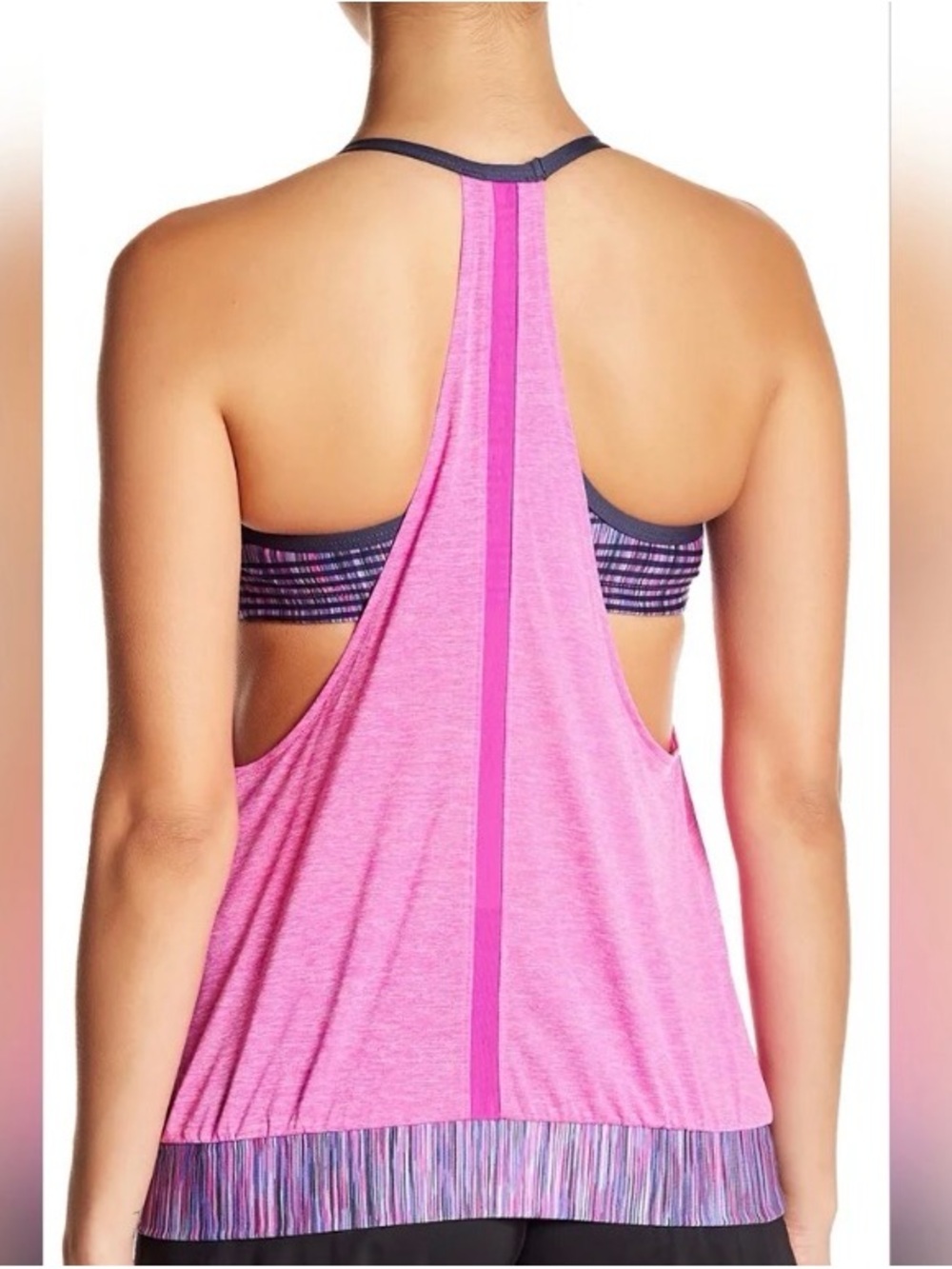 Nike Women’s Bright Pink Layered Workout Tank with Black Trim Size Medium